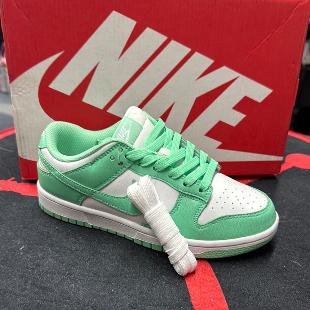 Nike Mint Green and White Sneakers